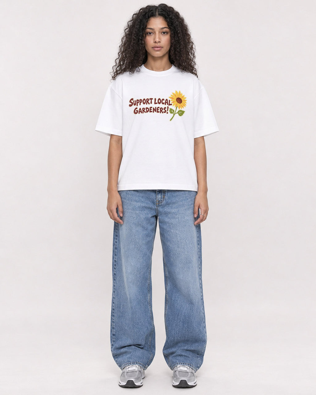 Mockup Boxy Heavyweight Tee White female full-body 10