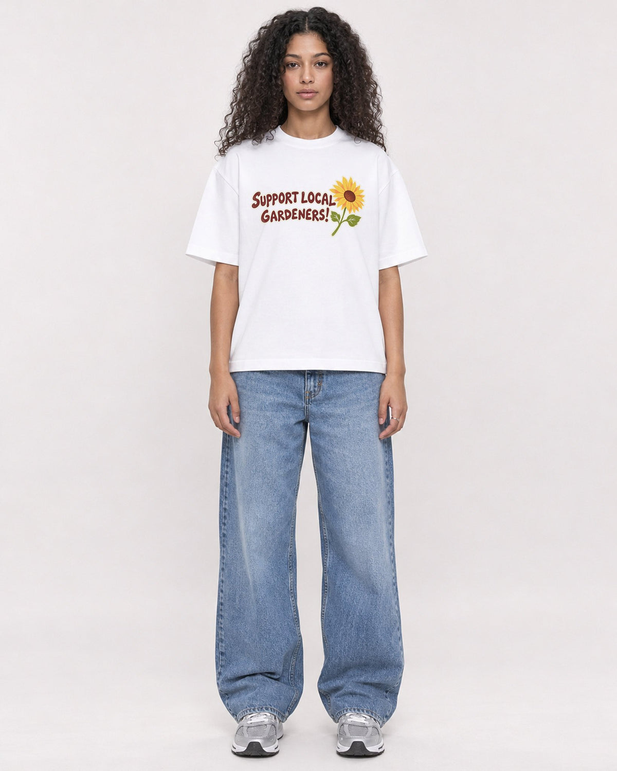 Mockup Boxy Heavyweight Tee White female full-body 10