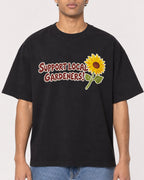 Mockup Boxy Heavyweight Tee Black male close-up 10