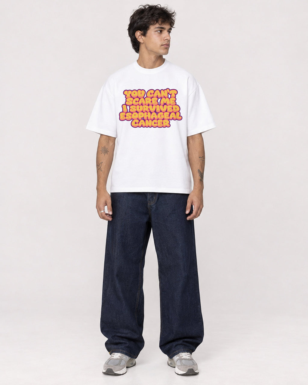 Mockup Boxy Heavyweight Tee White male full-body 06