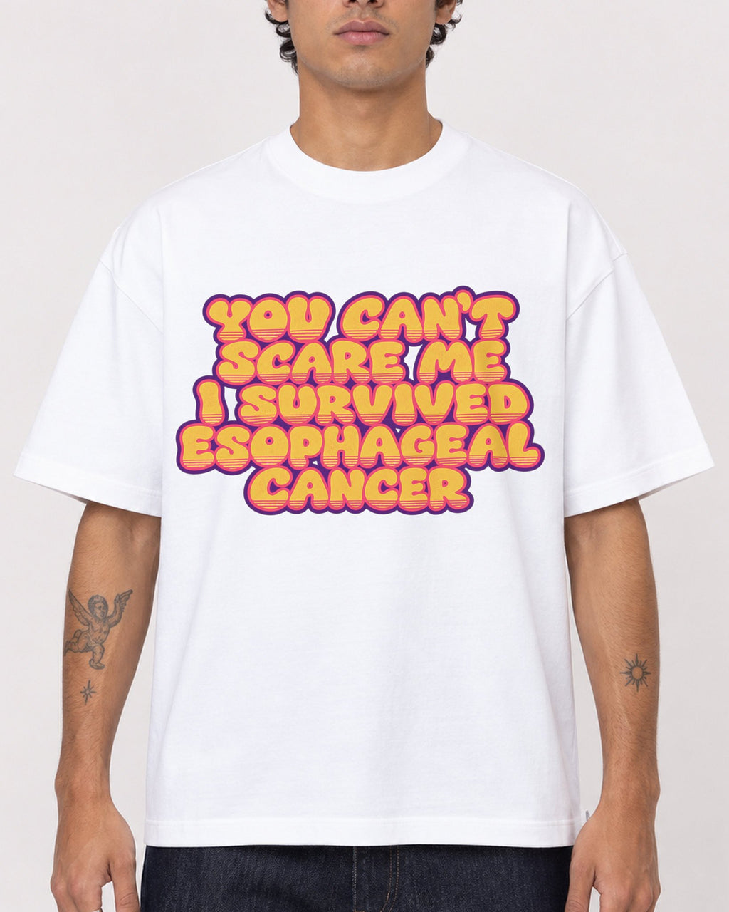 Mockup Boxy Heavyweight Tee White male close-up 06