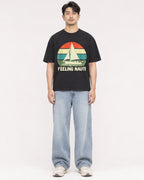 Mockup Boxy Heavyweight Tee Black male full-body 13