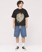 Mockup Boxy Heavyweight Tee Black male full-body 03