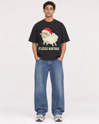 Mockup Boxy Heavyweight Tee Black male full-body 10