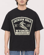 Mockup Boxy Heavyweight Tee Black male close-up 03