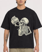 Mockup Boxy Heavyweight Tee Black male close-up 36