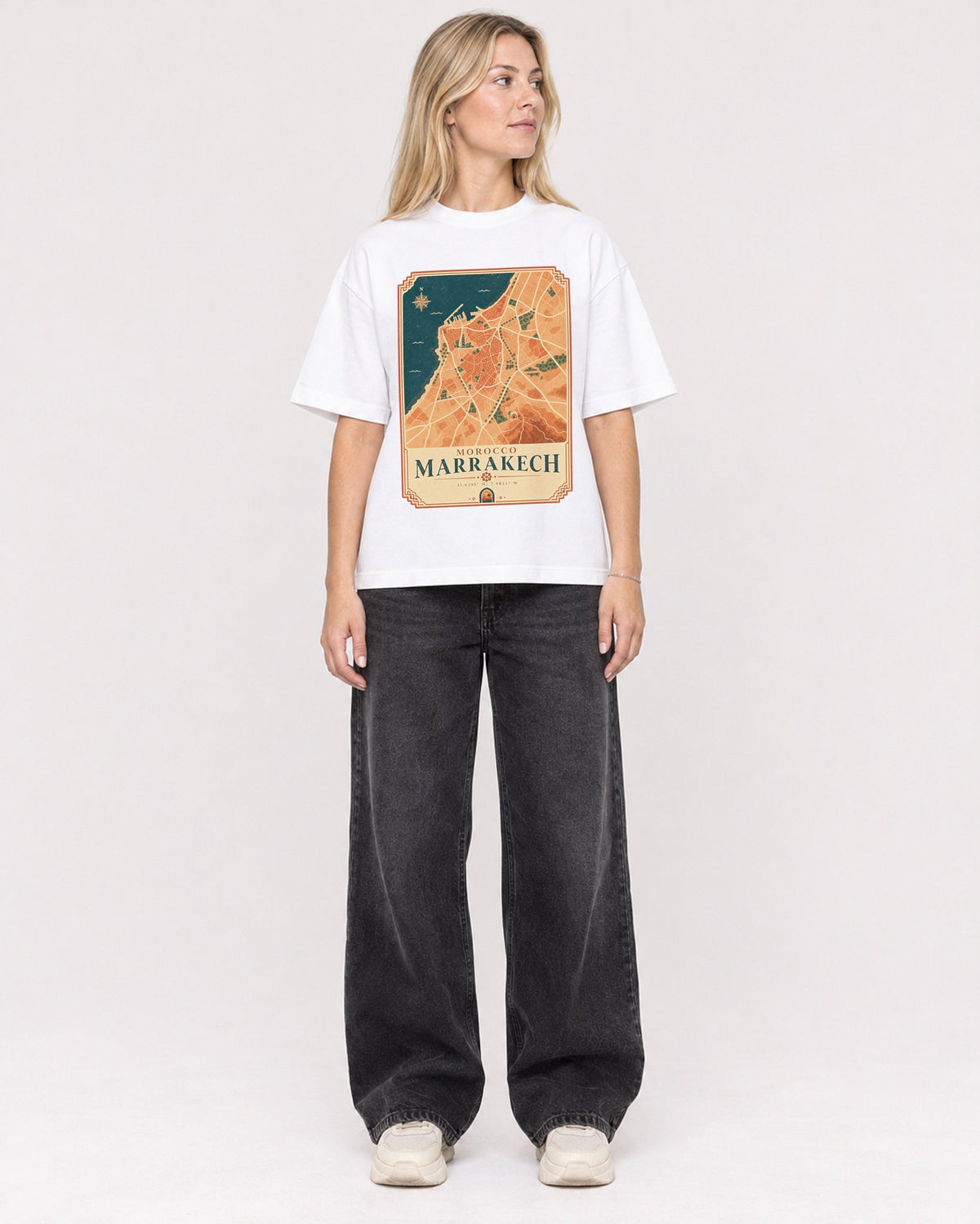 Mockup Boxy Heavyweight Tee White female full-body 08