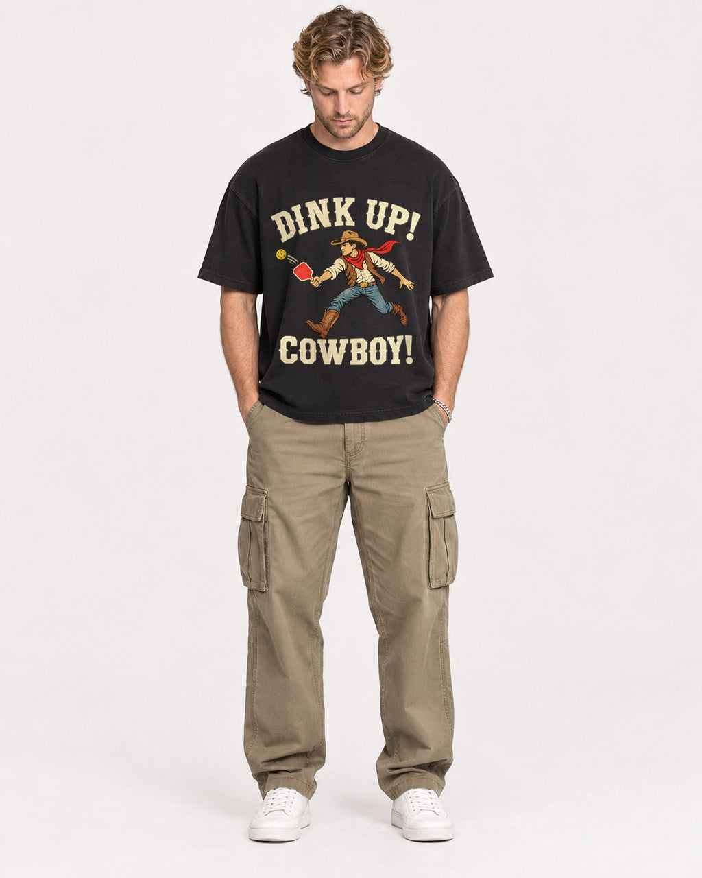 Mockup Boxy Heavyweight Tee Black male full-body 28