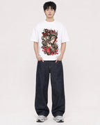 Mockup Boxy Heavyweight Tee White male full-body 01
