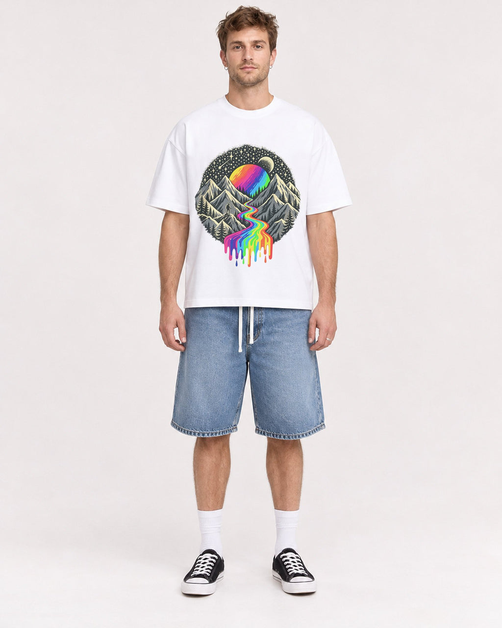 Mockup Boxy Heavyweight Tee White male full-body 08