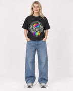 Mockup Boxy Heavyweight Tee Black female full-body 08