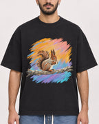 Mockup Boxy Heavyweight Tee Black male close-up 07