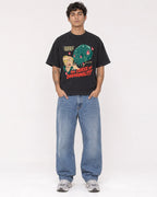 Mockup Boxy Heavyweight Tee Black male full-body 06