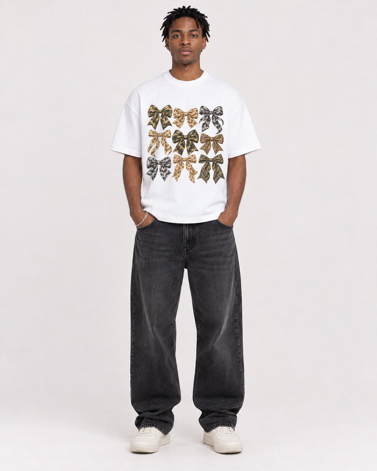 Mockup Boxy Heavyweight Tee White male full-body 05