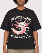 Mockup Boxy Heavyweight Tee Black female close-up 14