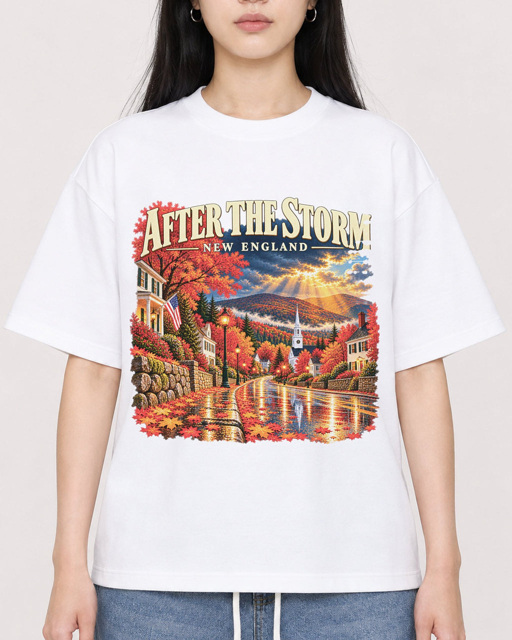 Mockup Boxy Heavyweight Tee White female close-up 01