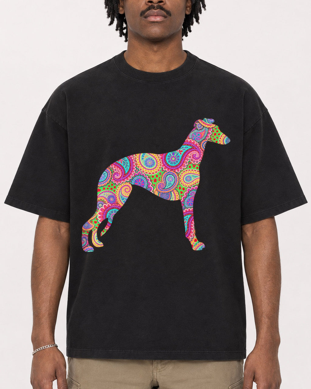 Mockup Boxy Heavyweight Tee Black male close-up 04