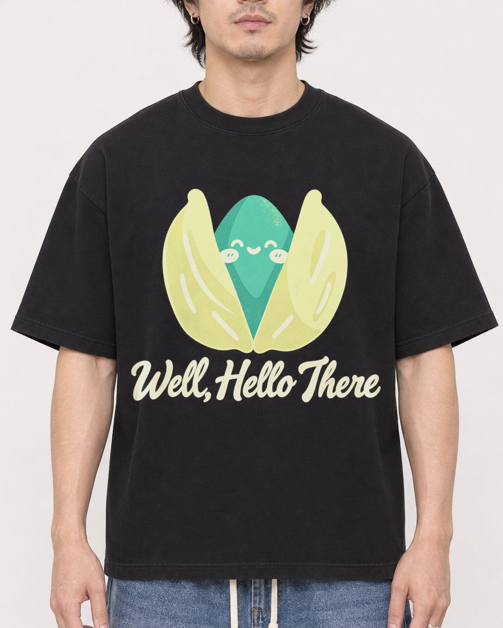 Mockup Boxy Heavyweight Tee Black male close-up 03