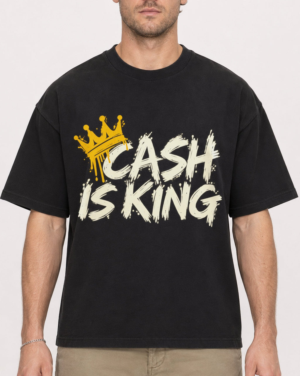 Mockup Boxy Heavyweight Tee Black male close-up 08