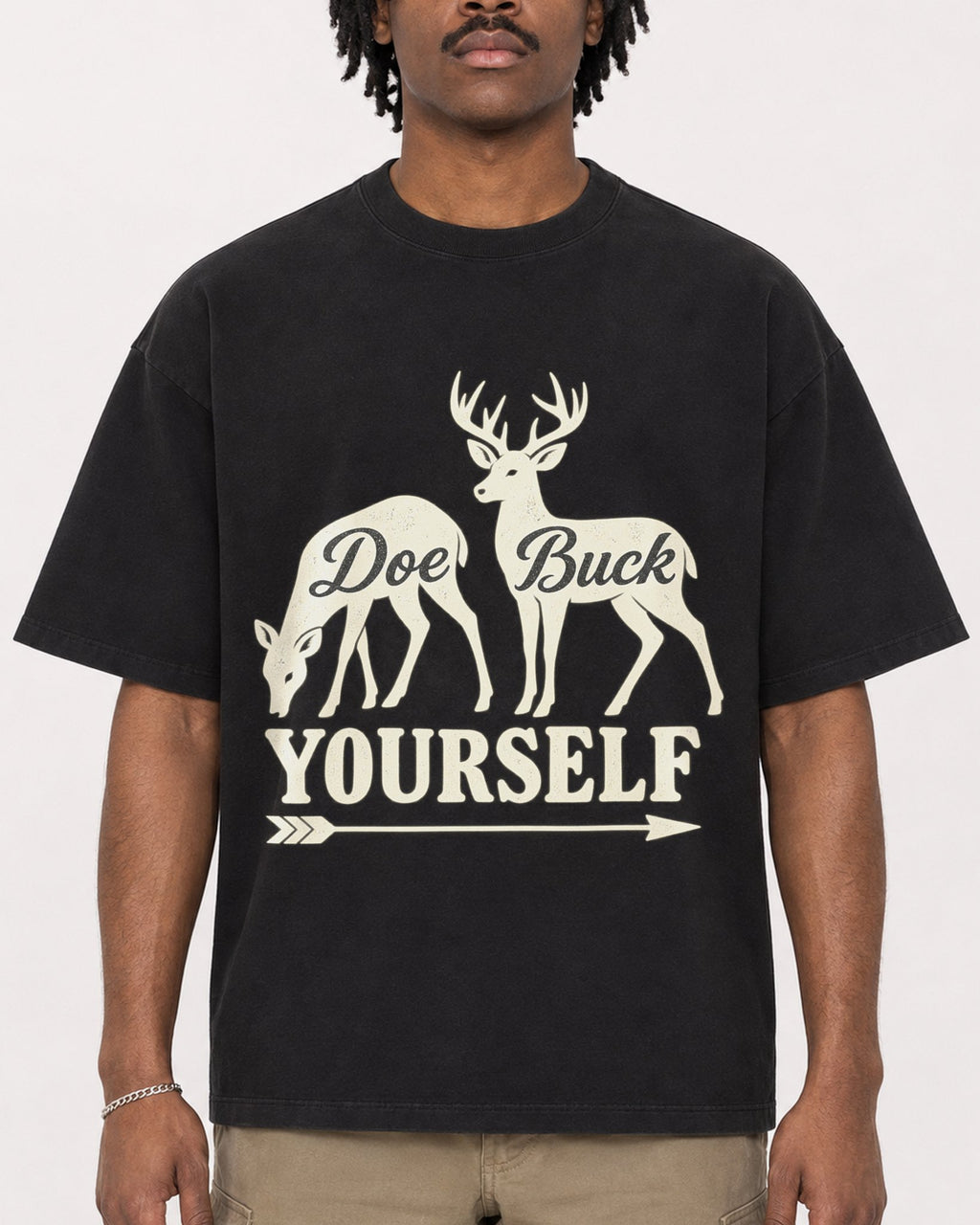Mockup Boxy Heavyweight Tee Black male close-up 04