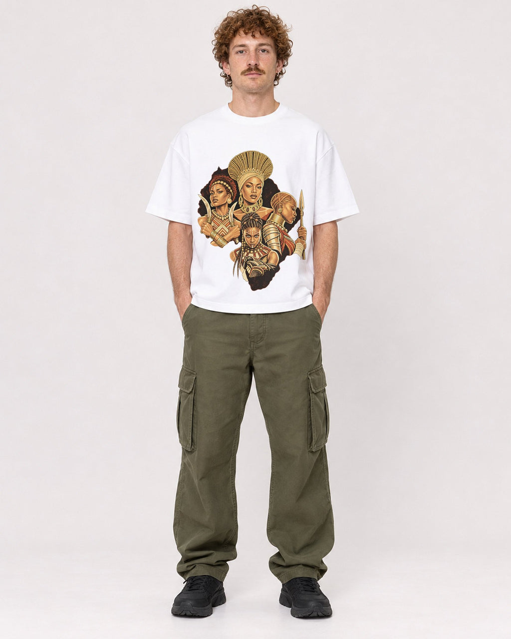Mockup Boxy Heavyweight Tee White male full-body 09