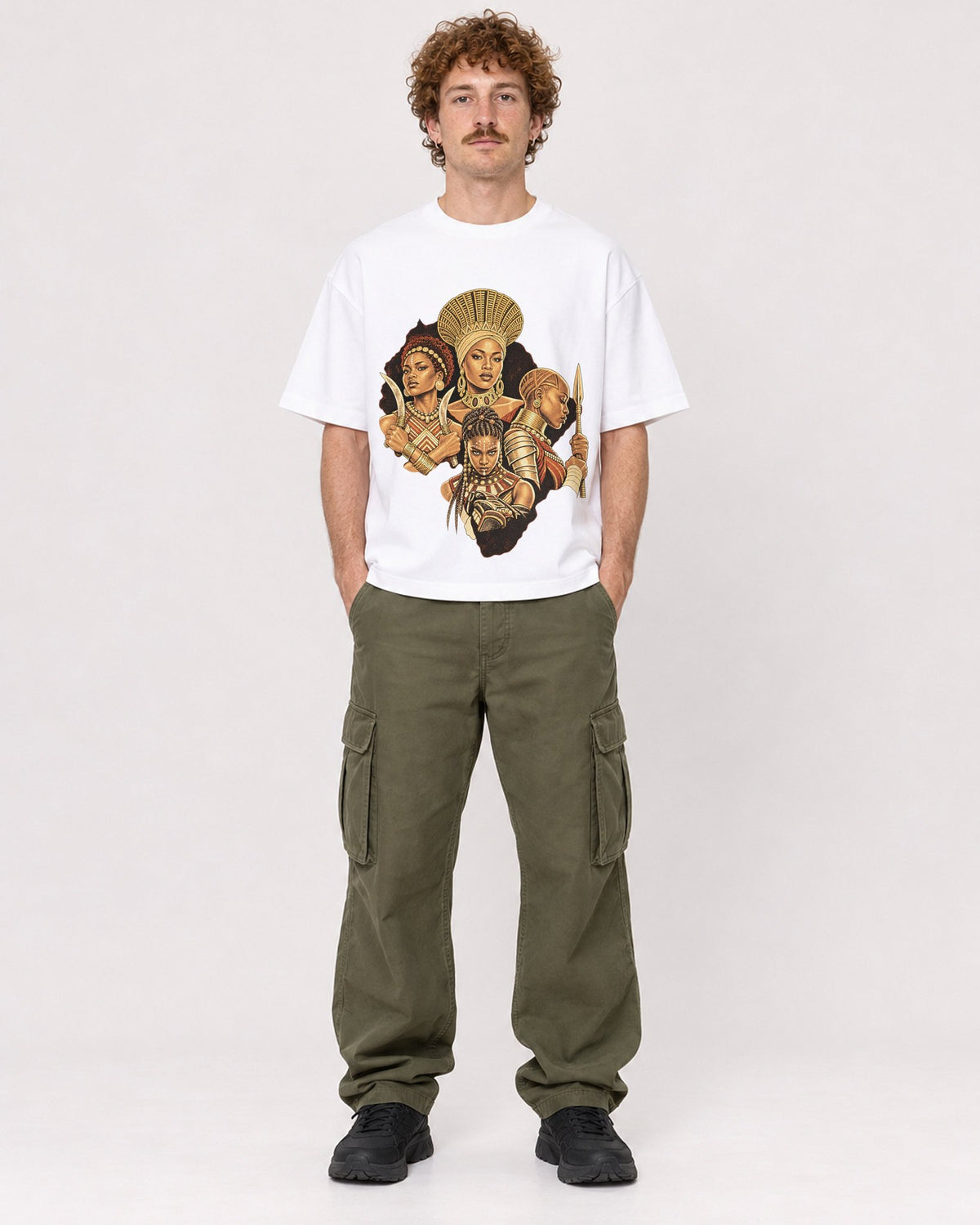 Mockup Boxy Heavyweight Tee White male full-body 09