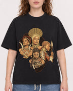 Mockup Boxy Heavyweight Tee Black female close-up 09