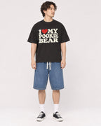 Mockup Boxy Heavyweight Tee Black male full-body 03