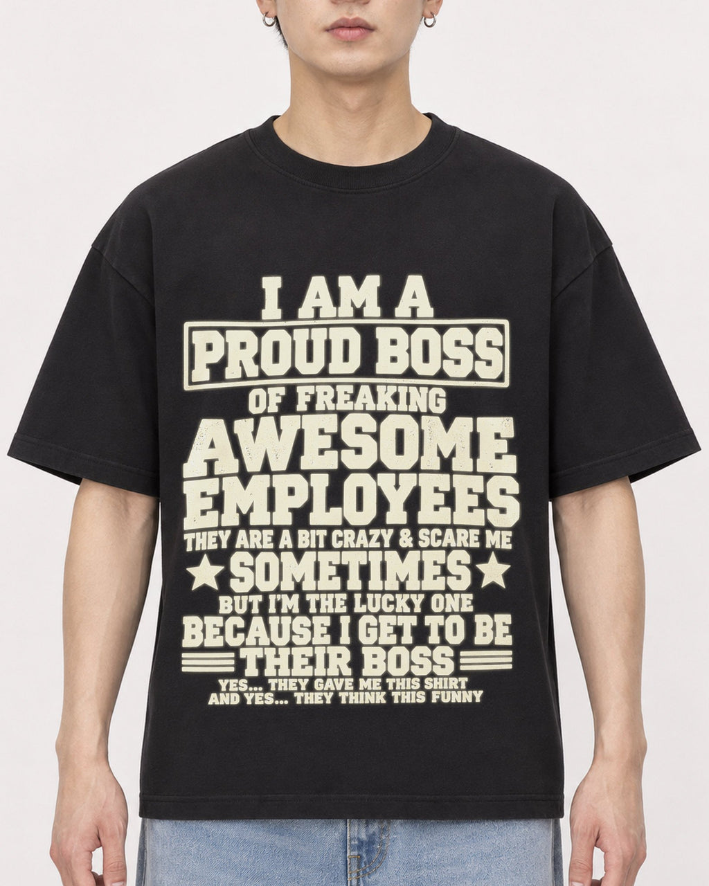 Mockup Boxy Heavyweight Tee Black male close-up 01