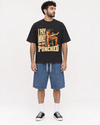 Mockup Boxy Heavyweight Tee Black male full-body 07