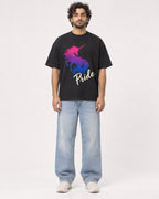 Mockup Boxy Heavyweight Tee Black male full-body 17