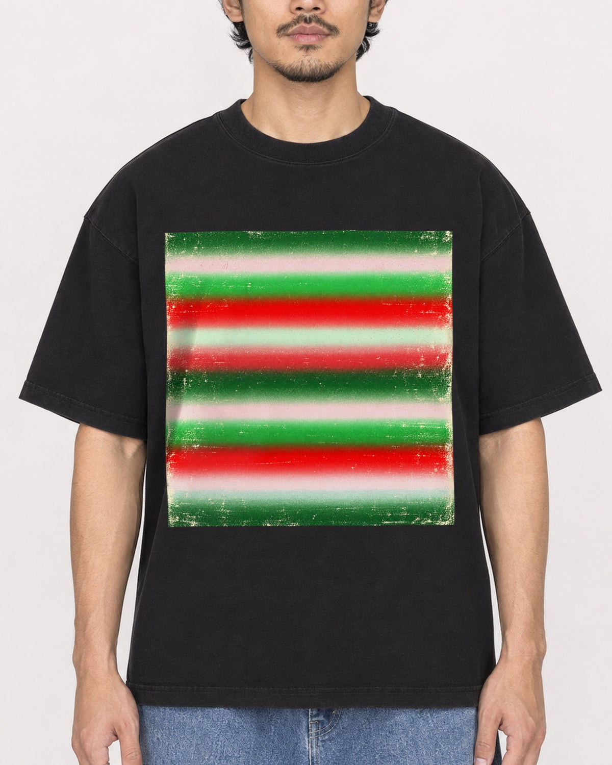 Mockup Boxy Heavyweight Tee Black male close-up 02