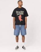 Mockup Boxy Heavyweight Tee Black male full-body 35