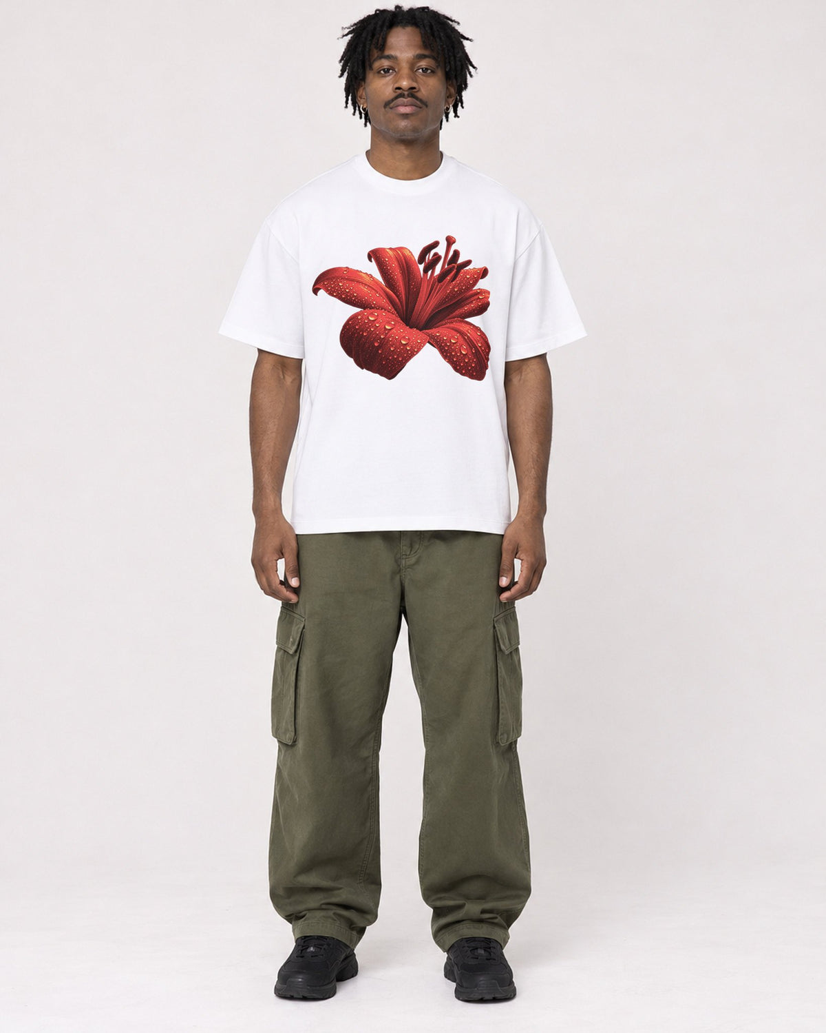 Mockup Boxy Heavyweight Tee White male full-body 04