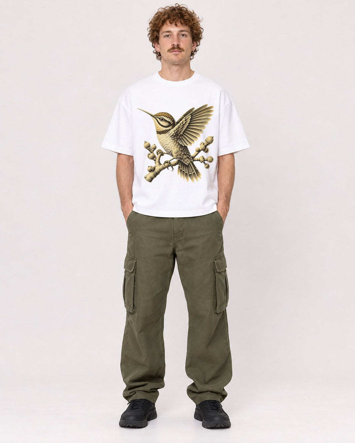 Mockup Boxy Heavyweight Tee White male full-body 09