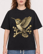 Mockup Boxy Heavyweight Tee Black female close-up 09