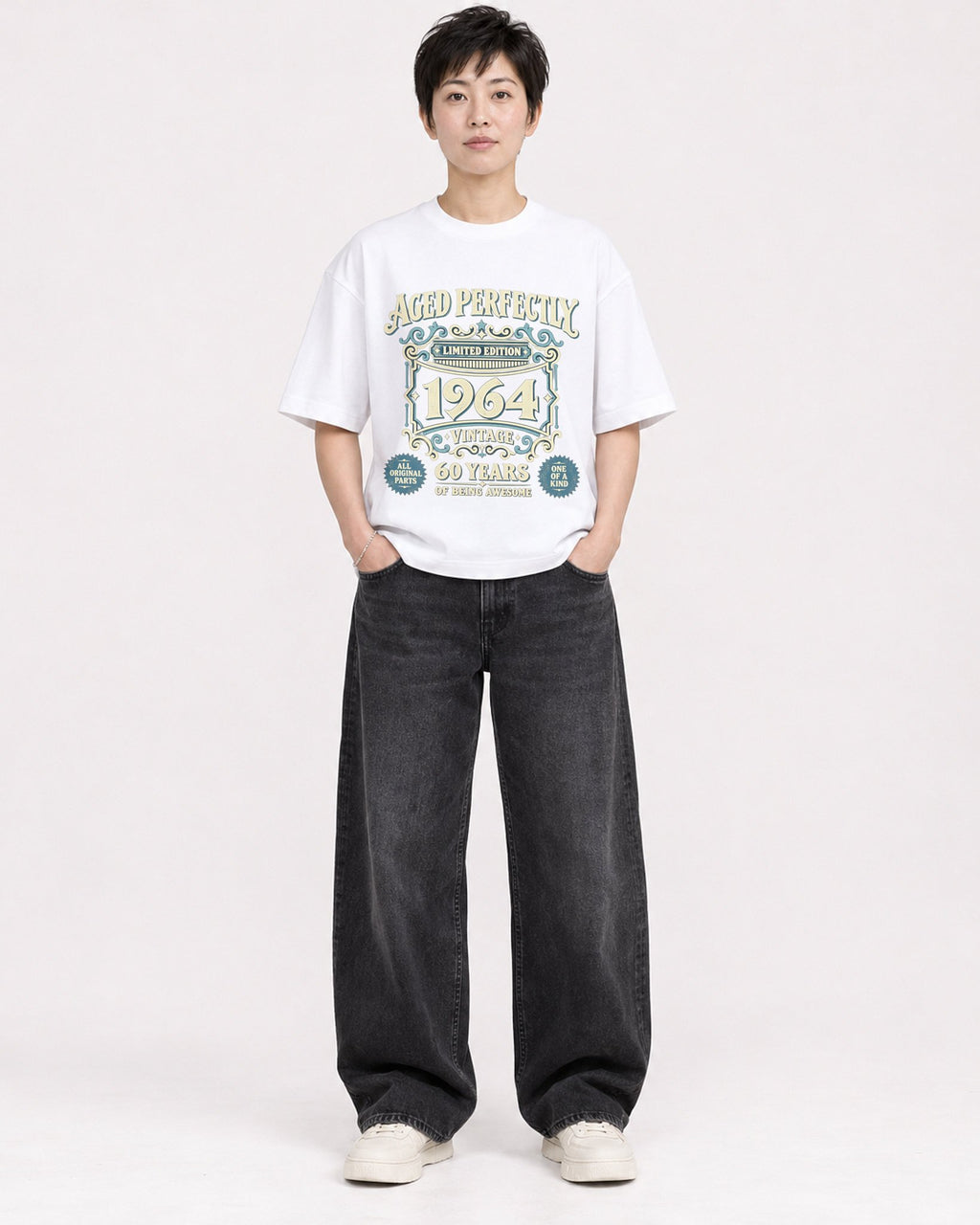 Mockup Boxy Heavyweight Tee White female full-body 23