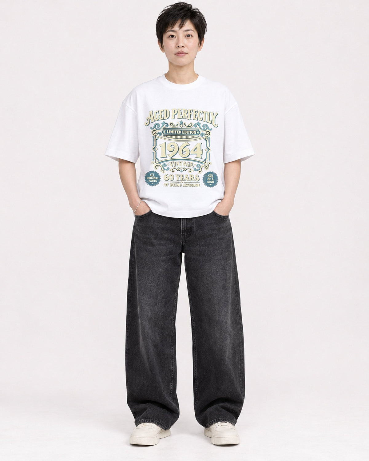Mockup Boxy Heavyweight Tee White female full-body 23