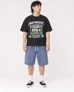 Mockup Boxy Heavyweight Tee Black male full-body 23