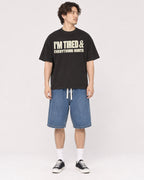 Mockup Boxy Heavyweight Tee Black male full-body 03