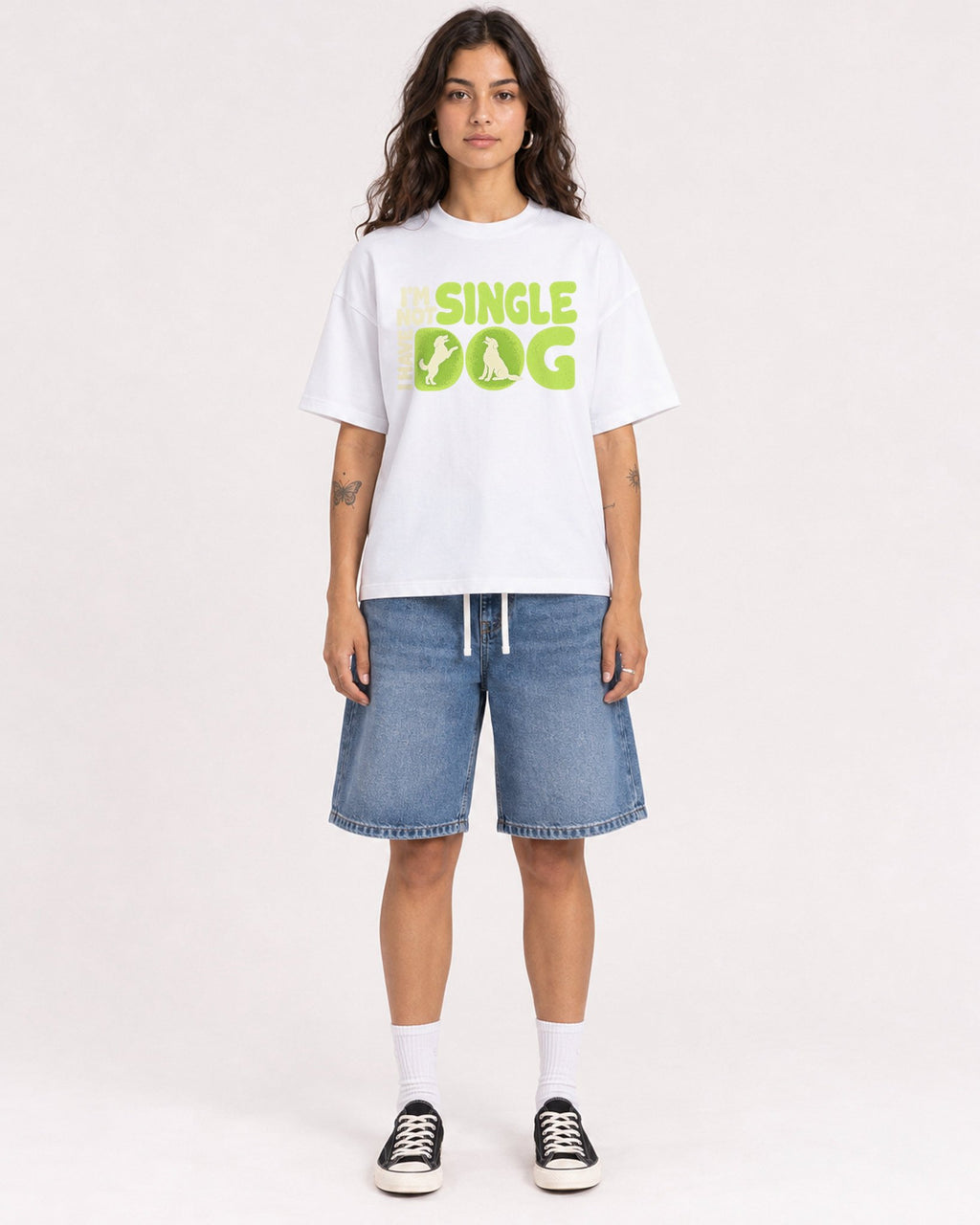 Mockup Boxy Heavyweight Tee White female full-body 06