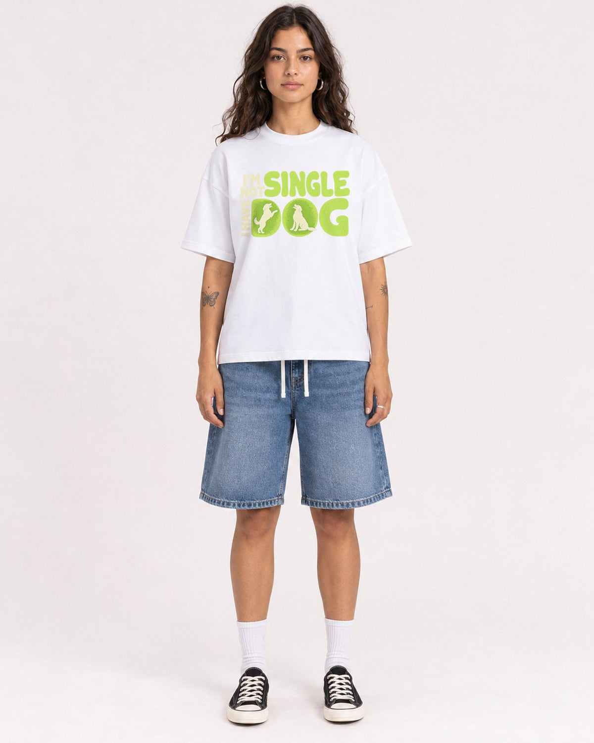 Mockup Boxy Heavyweight Tee White female full-body 06