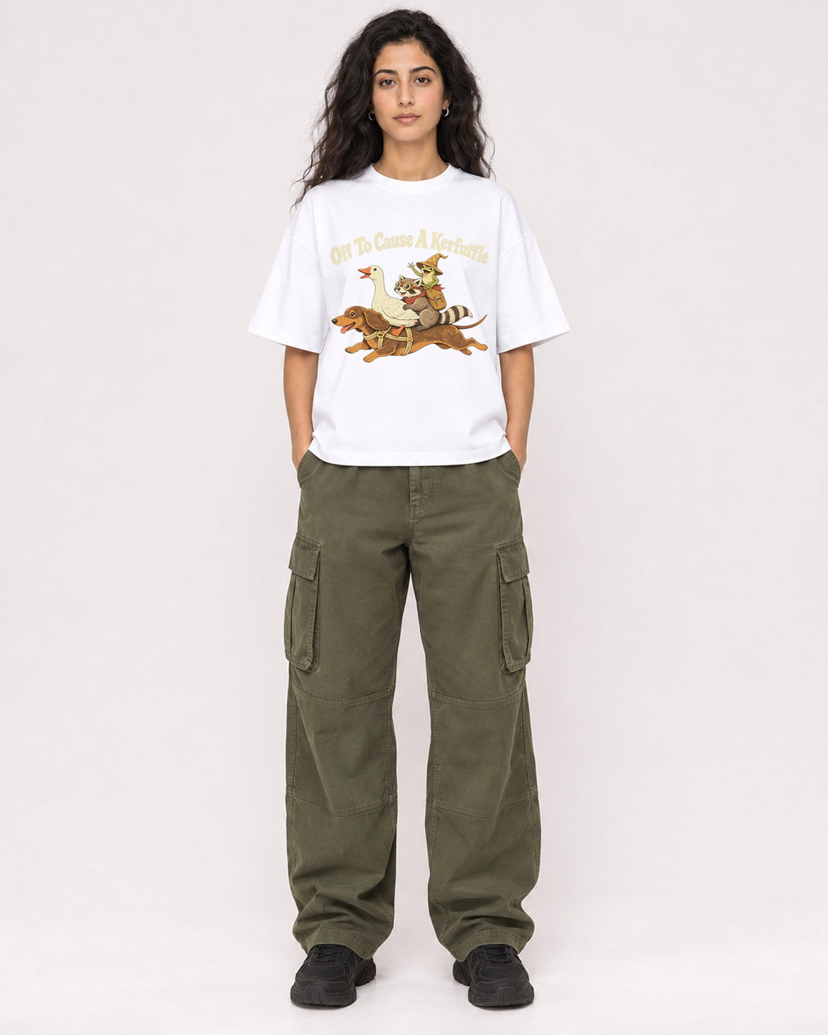Mockup Boxy Heavyweight Tee White female full-body 07