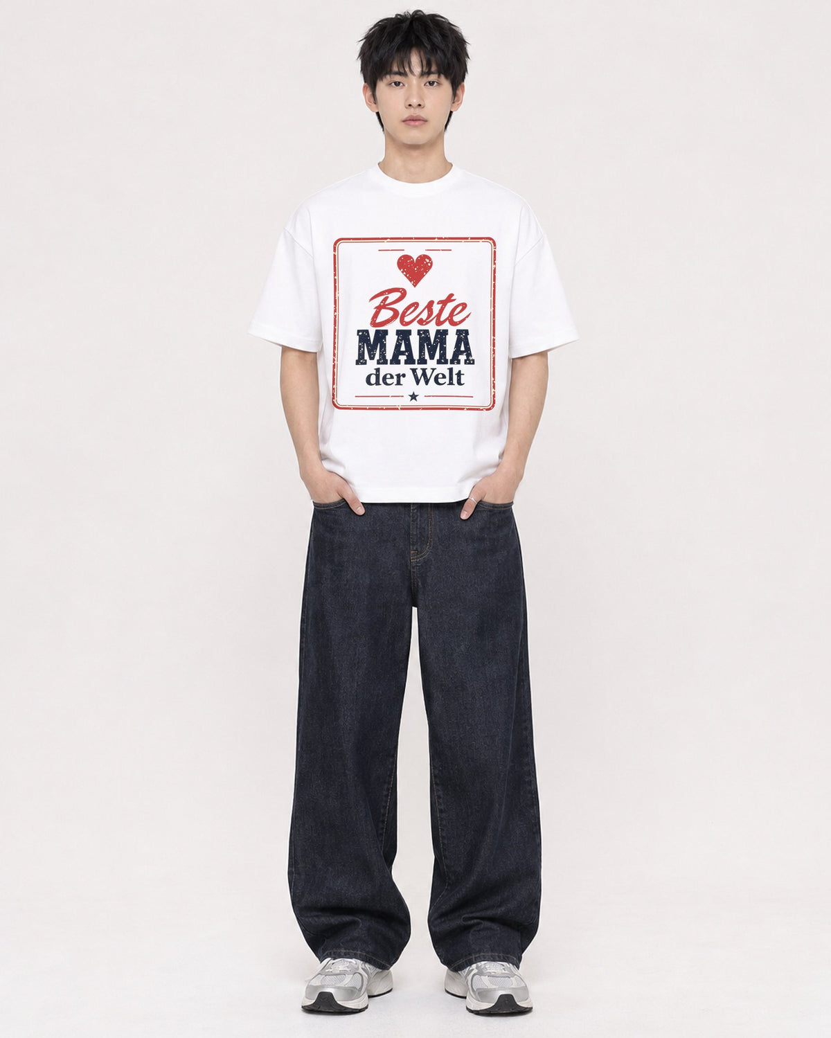 Mockup Boxy Heavyweight Tee White male full-body 01