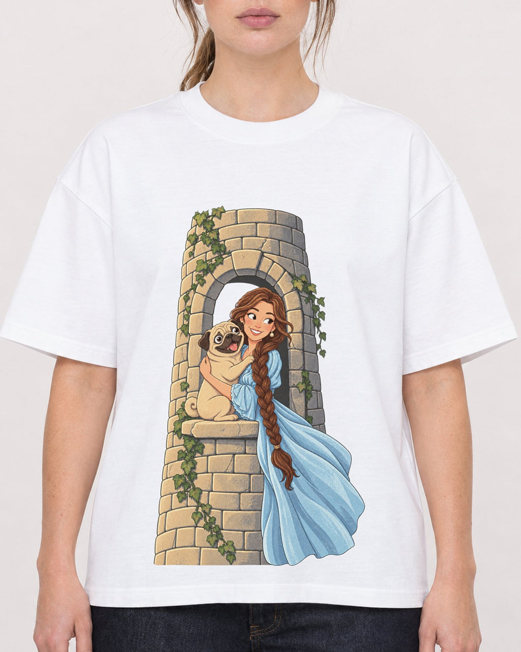 Mockup Boxy Heavyweight Tee White female close-up 29