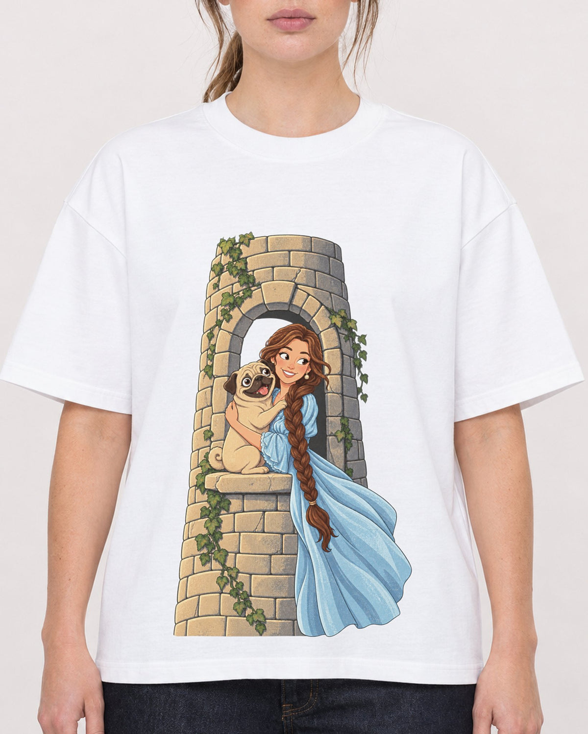 Mockup Boxy Heavyweight Tee White female close-up 29