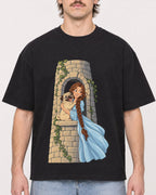 Mockup Boxy Heavyweight Tee Black male close-up 29