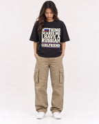 Mockup Boxy Heavyweight Tee Black female full-body 02