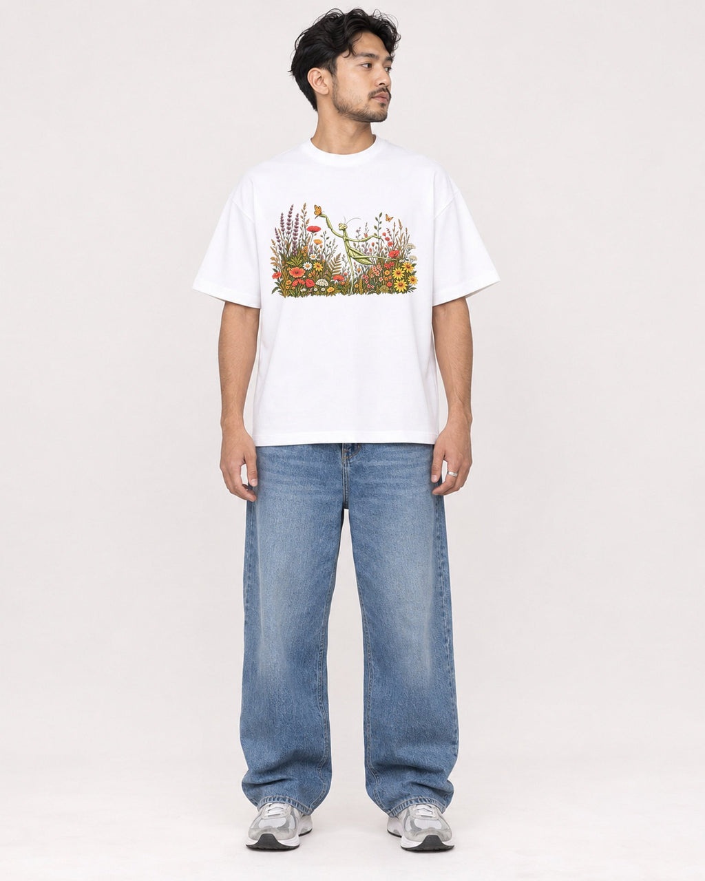 Mockup Boxy Heavyweight Tee White male full-body 02