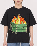Mockup Boxy Heavyweight Tee Black male close-up 11